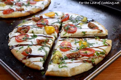 Caprese Flatbread Pizza With Balsamic Glaze For The Love Of Cooking