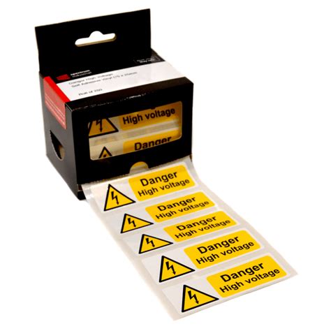 Danger High Voltage Labels Self Adhesive Vinyl 75mm X 25mm Roll