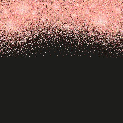 Black Background With Rose Gold Glitter Sparkles Or Confetti And Space