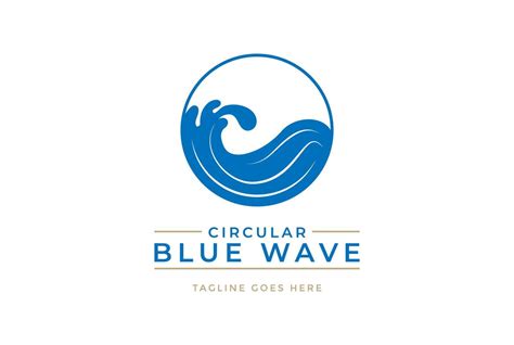 Simple Circular Ocean Blue Wave Logo Design Vector 9658007 Vector Art