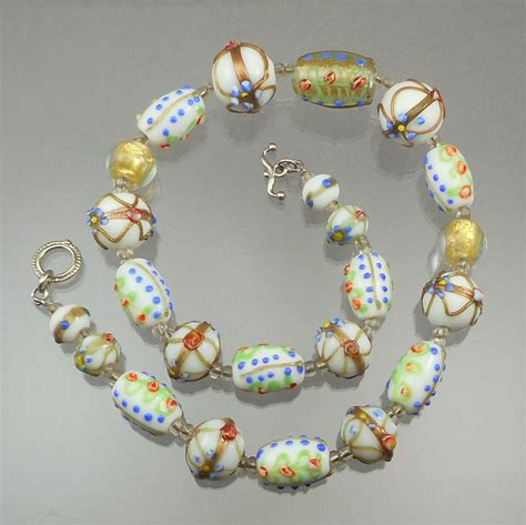Vintage Venetian Glass Bead Necklace Murano Venice Italy Etsy