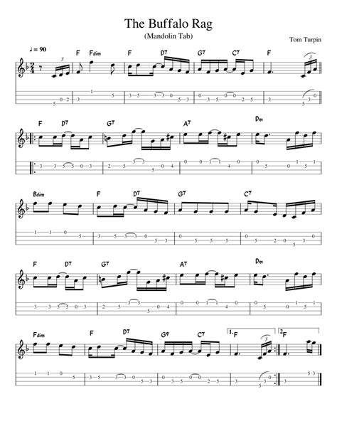 The Buffalo Rag Mandolin Tab Sheet Music For Piano Mandolin Mixed