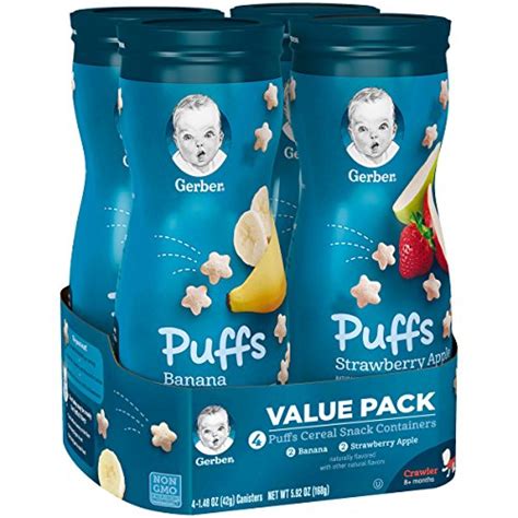 Gerber Puffs Cereal Snack Banana And Strawberry Apple 4 Count