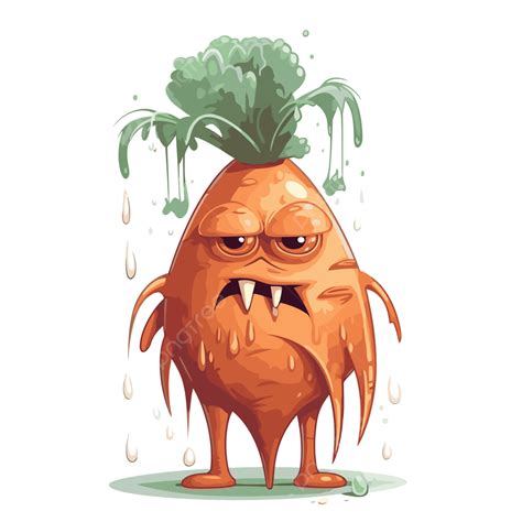 Creepy Carrot Vector Sticker Clipart Carrot Cartoon Drawing With A
