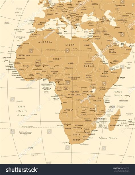 Africa Map Vintage Detailed Vector Illustration Stock Vector Royalty