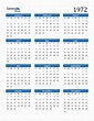 Free 1972 Calendars in PDF, Word, Excel