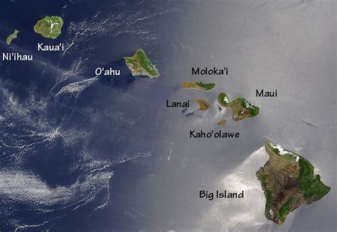 Hawaiian Islands Aerial Satellite Photograph Living In Hawaii