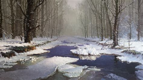 Snow Covered Road Between Trees Without Leaves During