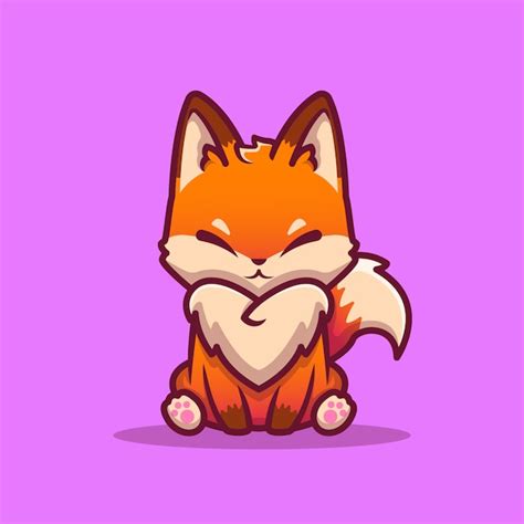 Premium Vector Cute Fox Sitting Cartoon Icon Illustration Animal