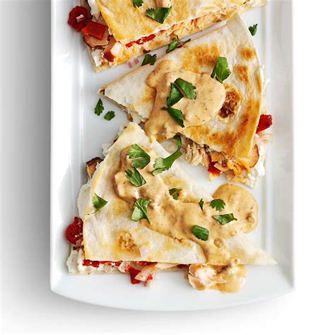 Shrimp and quesadillas are a great combination, and the addition of tangy, fresh pico de gallo and sour cream creates a balance of flavors for these. Smoked Salmon Quesadillas with Creamy Chipotle Sauce ...