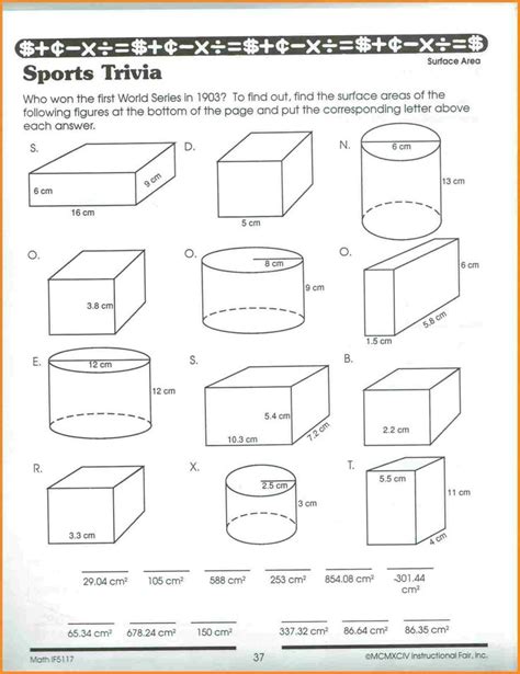 Surface Area Worksheet 7th Grade In 2020 Area Worksheets Geometry