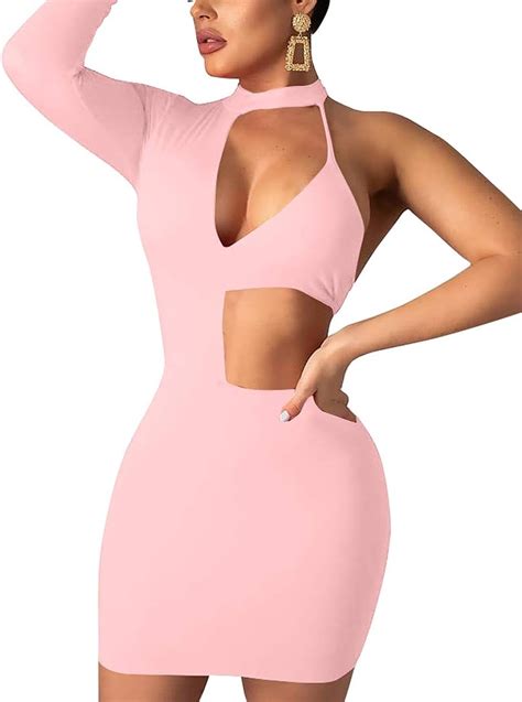 Amazon Com Gobles Women S Sexy Bodycon Cut Out Long Sleeve Mini Club