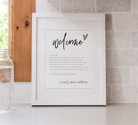 Welcome Note Template Airbnb Welcome Note Welcome To Our Etsy