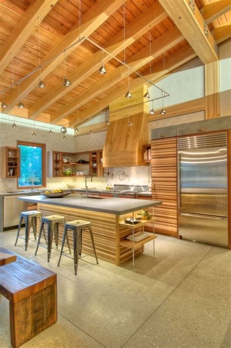 Kitchen design vaulted ceiling with wood beams. vaulted ceiling lighting ideas modern kitchen lighting ...