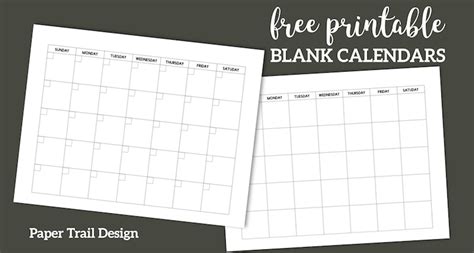 Just press the print button then you got a calendar. Free Printable Blank Calendar Template | Paper Trail Design