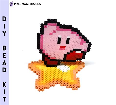 Kirby Perler Bead Kit And Stand Video Game Character Diy Etsy