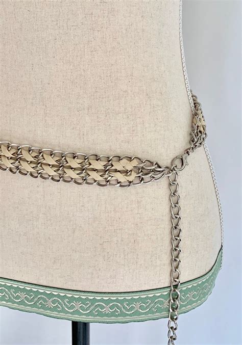 80s Silver Chain Belt Vintage Belts Adjustable Length Link Rock And