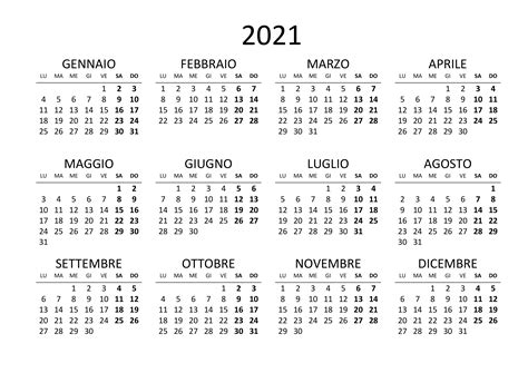 Pdf Calendario 2021 Da Stampare Gratis