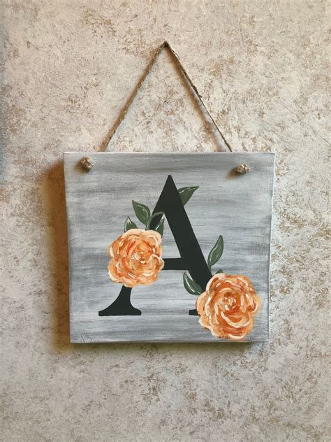 Letter Wall Art With Flowers Custom Etsy