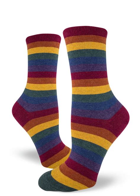 Rainbow Stripe Socks Womens Sock Pride Modsocks Heather Crew Modsocks