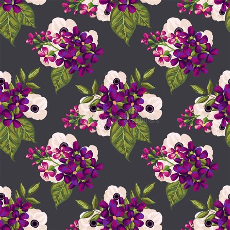 Seamless Vintage Pattern With Painted Flowers Stock Vector