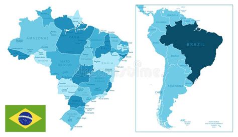 Mapa Azul Muito Detalhado Do Brasil Ilustração do Vetor Ilustração de marcador brasileiro