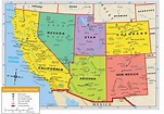 Southwest States map - Map of southwest US States (Northern America ...