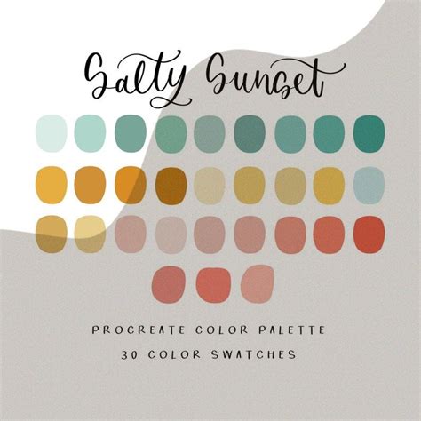 Salty Sunset Procreate Color Paletteprocreate Toolsinstant Etsy