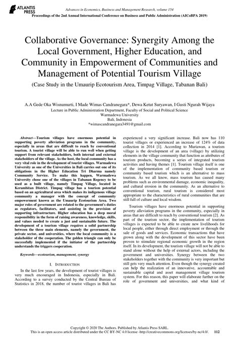 Pdf Collaborative Governance Synergity Among The Local Government