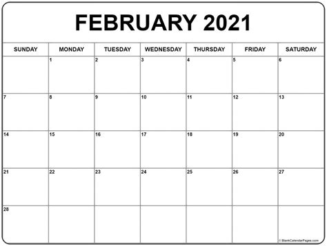 Colored and black & white calendars practically useable in minimal yet elegant styles. Printable February 2021 Calendar Template - Download Now