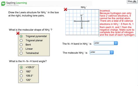 OneClass Map Du Sapling Learning Eaming NH2 Incorrect Because