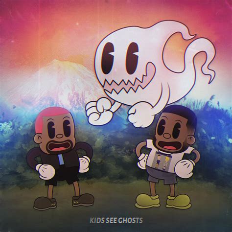Seamless pattern with cute little scary colorful ghosts on dark background. Kanye West & Kid Cudi - KIDS SEE GHOSTS, by me ...