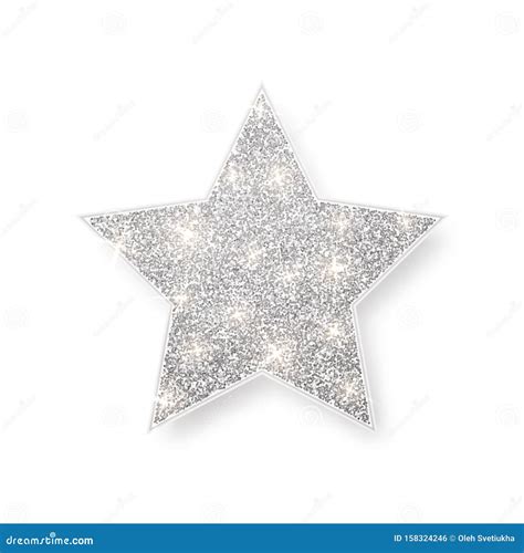 Estrella Brillante Plateada Con Sombra Aislada En Fondo Blanco