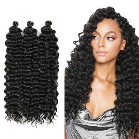 22 Inch Ocean Wave Crochet Hair 3 Packs Wave Deep Twist Braiding Hair