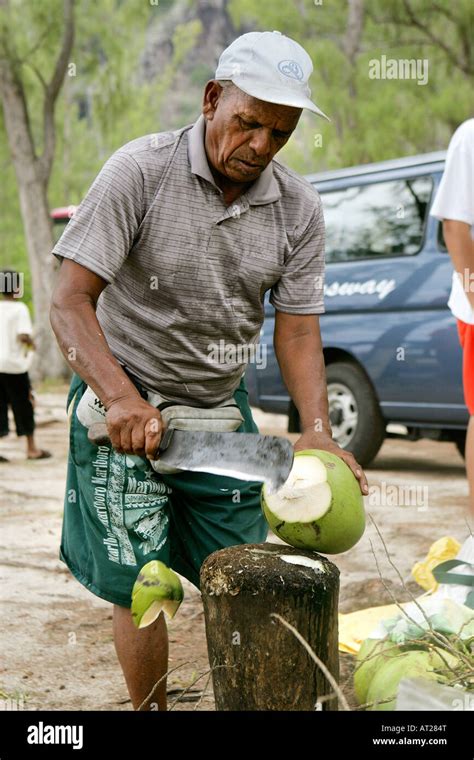 Coconut Stall Belle Mare Mauritius Stock Photo Alamy