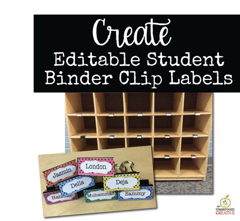 Classroom Organization Idea Editable Student Binder Clip Labels For