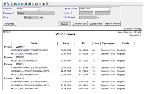 Sistema De Planillas Y El Control De Vacaciones