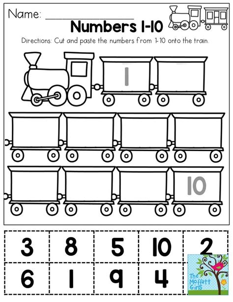 Teach Child How To Read Preschool Cut And Paste Number Worksheets