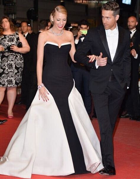 Blake Lively Black And White Formal Dress Two Tone Dress Cannes 2014