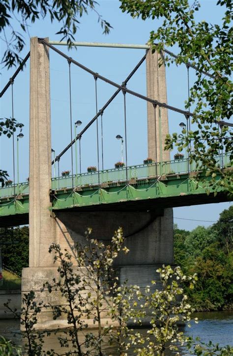 Ile De France Suspension Bridge Of Triel Sur Seine Stock Image Image