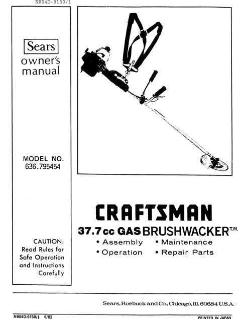 Craftsman 636795454 User Manual Gas Brushwacker Manuals And Guides 1006645l