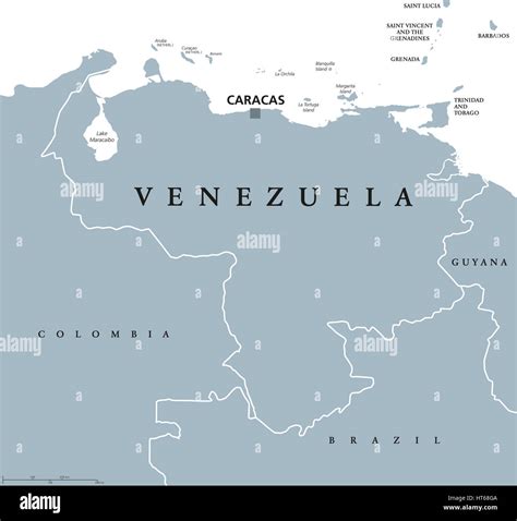 Venezuela Political Map With Capital Caracas And National Borders