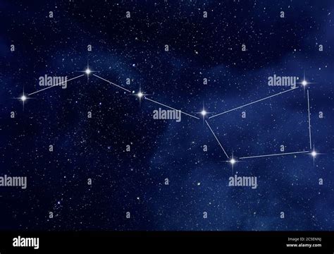 Starry Night Sky With Ursa Major Constellation Or The Great Bear And