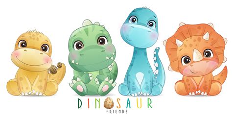 Cute Dinosaur Friends Digital Clipart Set Etsy Dinosaurios