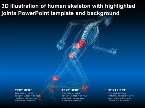 3d Illustration Of Human Skeleton With Highlighted Joints Powerpoint