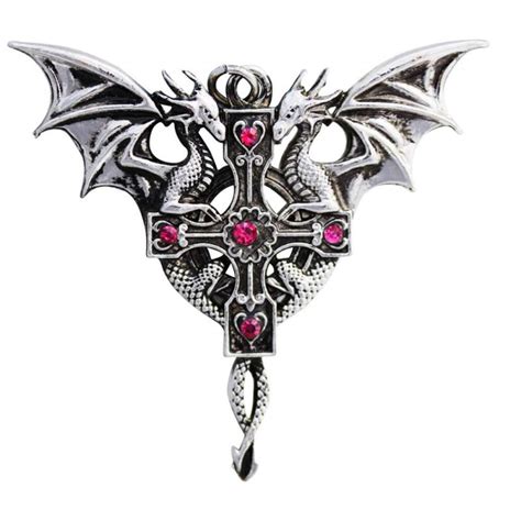 Duos Celtica Gothic Dragon Cross Necklace By Anne Stokes