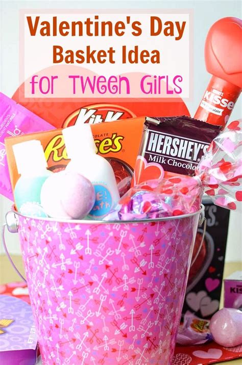 Perfect gift ideas for teenage girls for christmas, birthday & all other occasions. Valentine's Day Basket Idea for Tween Girls | Gift basket ...