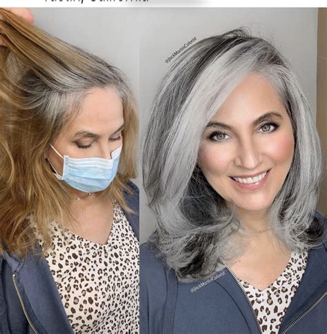 Pin By Tammy Narro On Gray Hair And Pastels Grey Hair Transformation Gray Hair Highlights