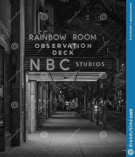 Rainbow Room Neon Sign At Rockefeller Center In Manhattan New York