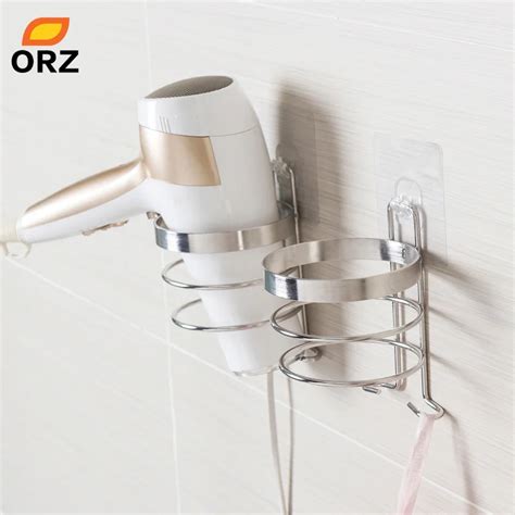 orz hair dryer holder with hook wall mounted bathroom organizer shelf washroom storage rack hair